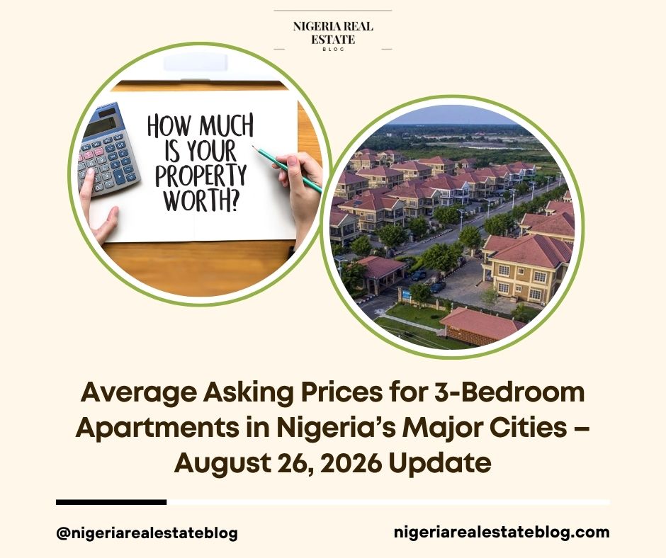 average 3-bedroom apartment prices Nigeria August 2026