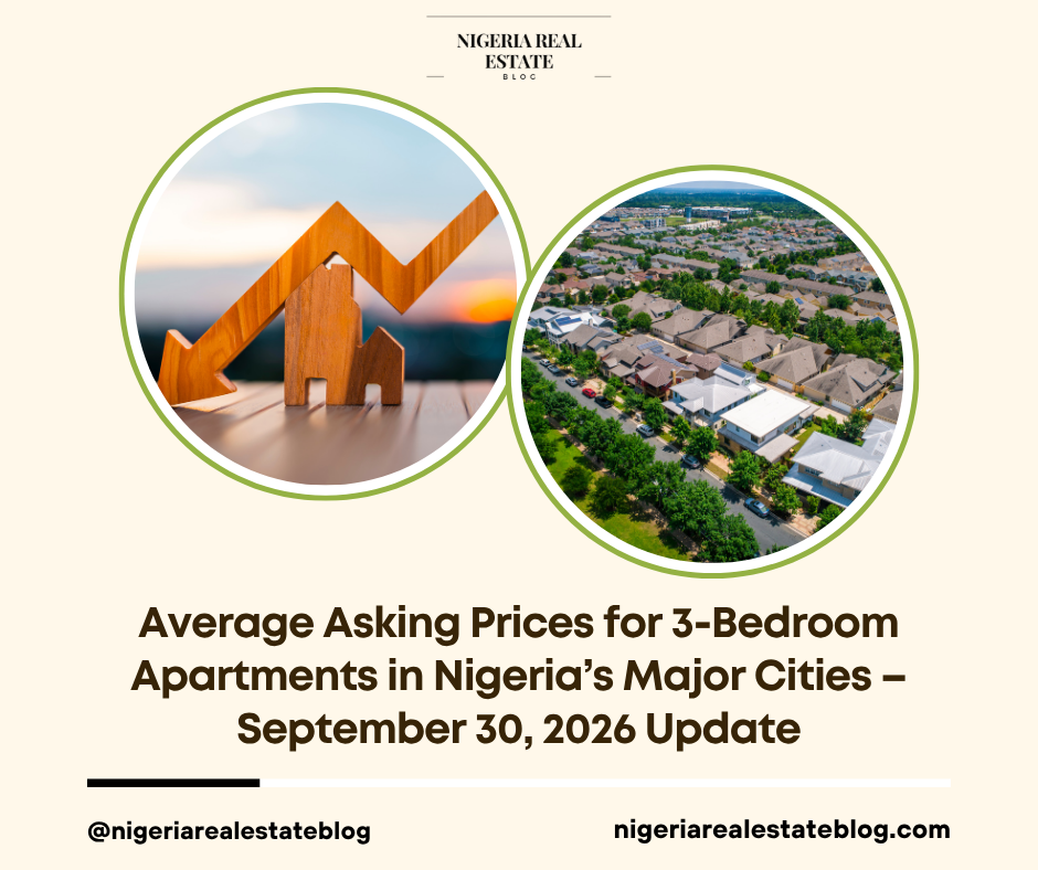 average asking prices 3-bedroom apartments Nigeria September 2026