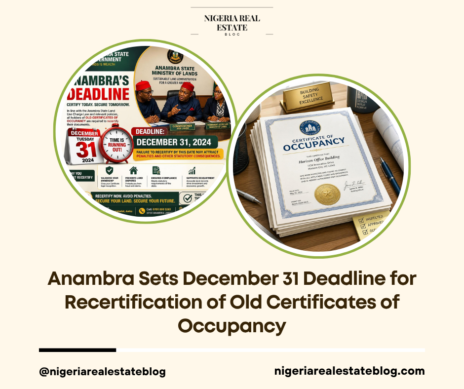 Anambra C of O recertification deadline 2026